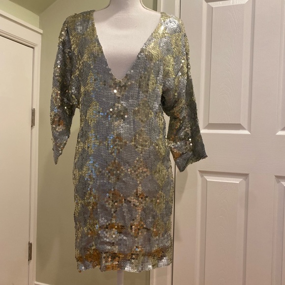 New JENS PIRATE BOOTY FOR FREE PEOPLE SEQUIN EMBELLISHED MINI DRESS XS/S - Picture 4 of 12
